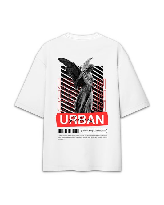 White Urban Streetwear Statue  Oversized T -Shirt