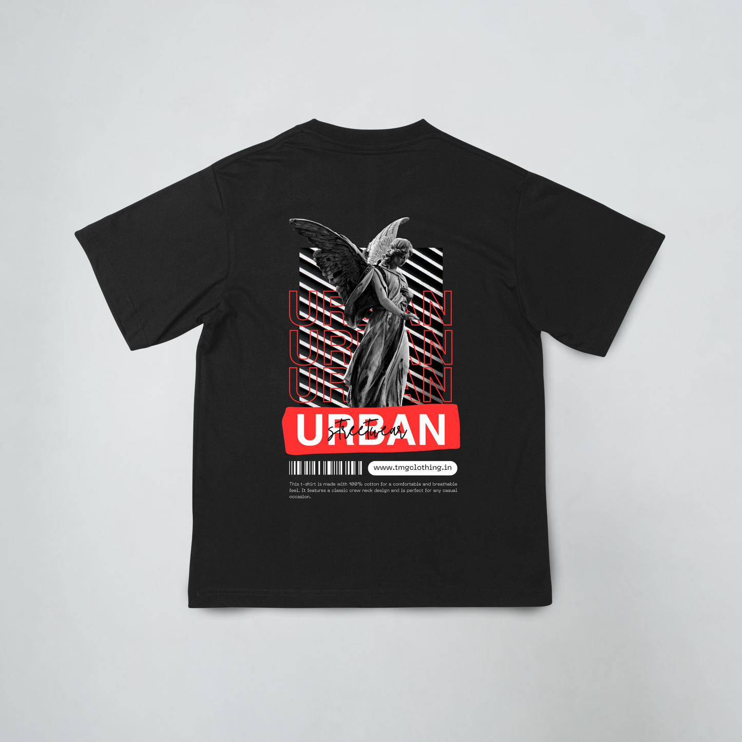 Black Urban Streetwear Statue Oversized T -Shirt