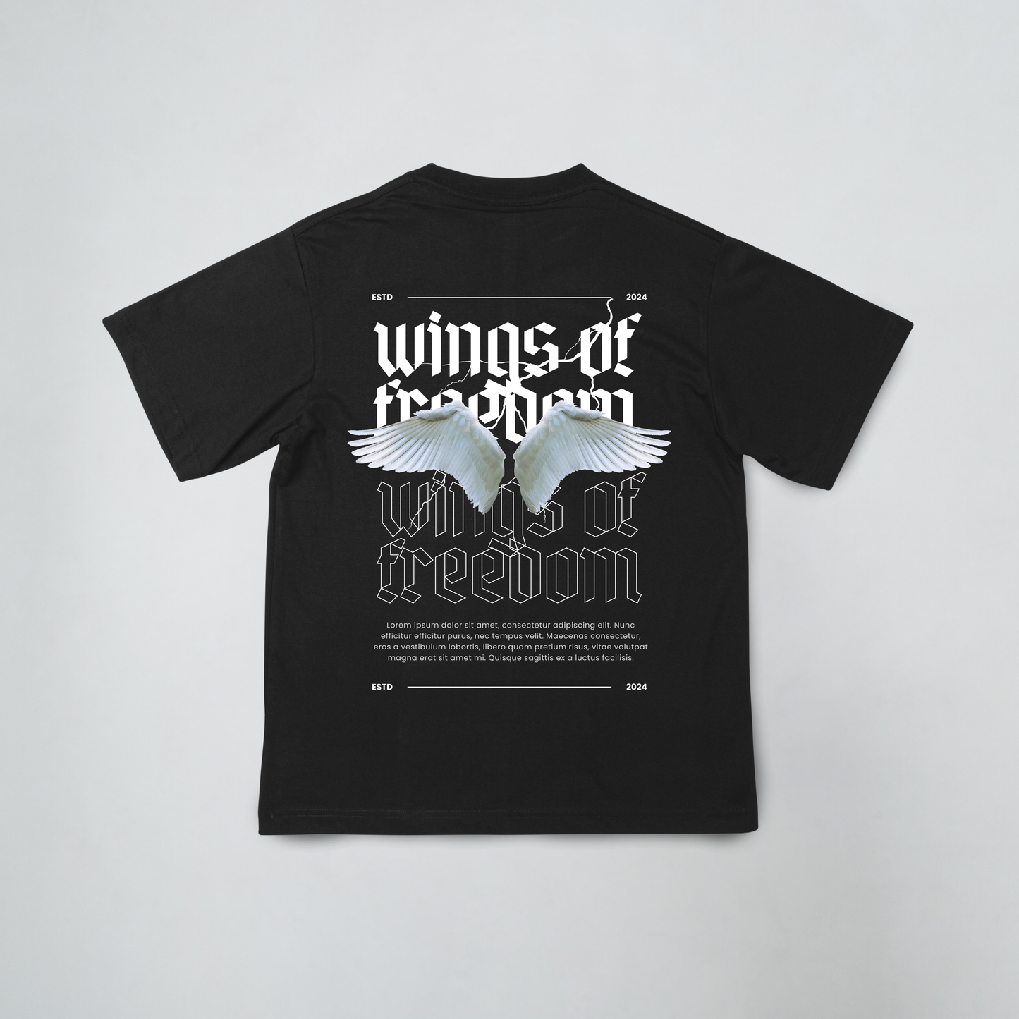 Wings Of Freedom Black Oversized T-Shirt