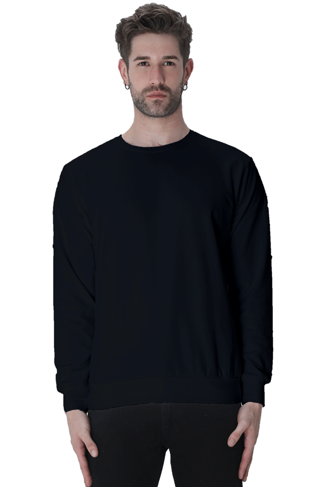 TMG Black Solid Sweatshirt – Premium 100% Cotton, Regular Fit