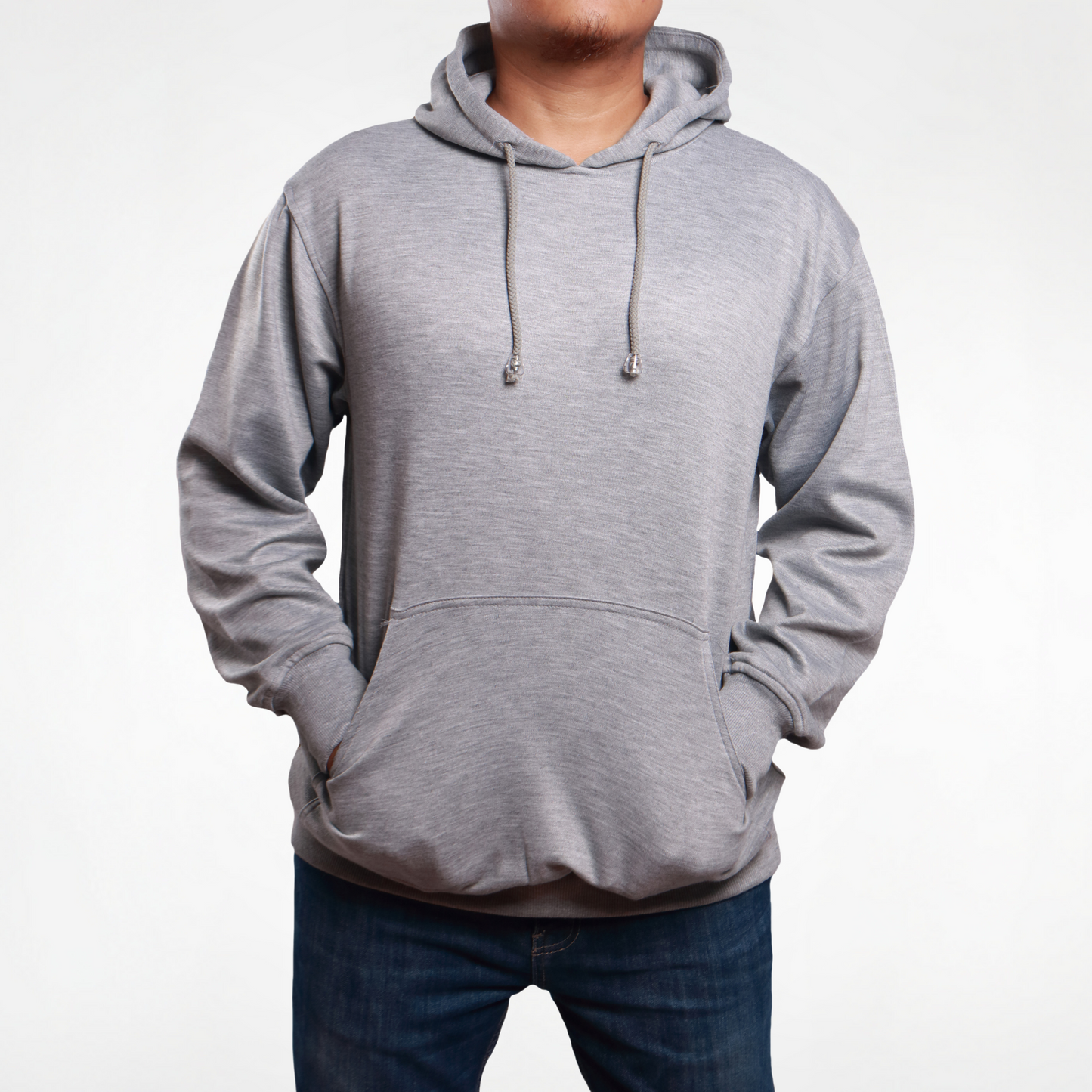 TMG Grey Melange Solid Hoodie – 100% Cotton, Regular Fit for Men