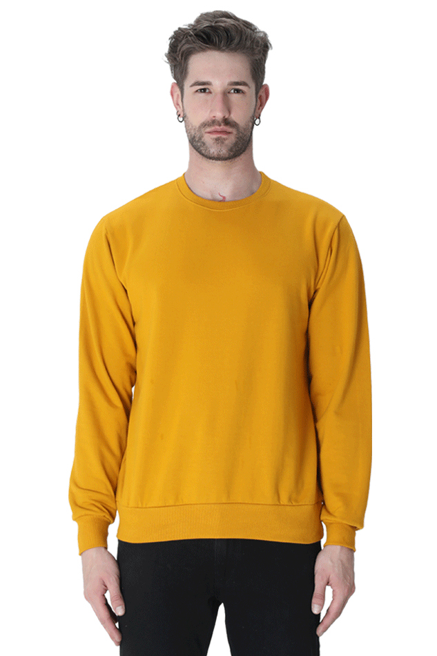 TMG Mustard Yellow Solid Sweatshirt – Premium 100% Cotton, Regular Fit