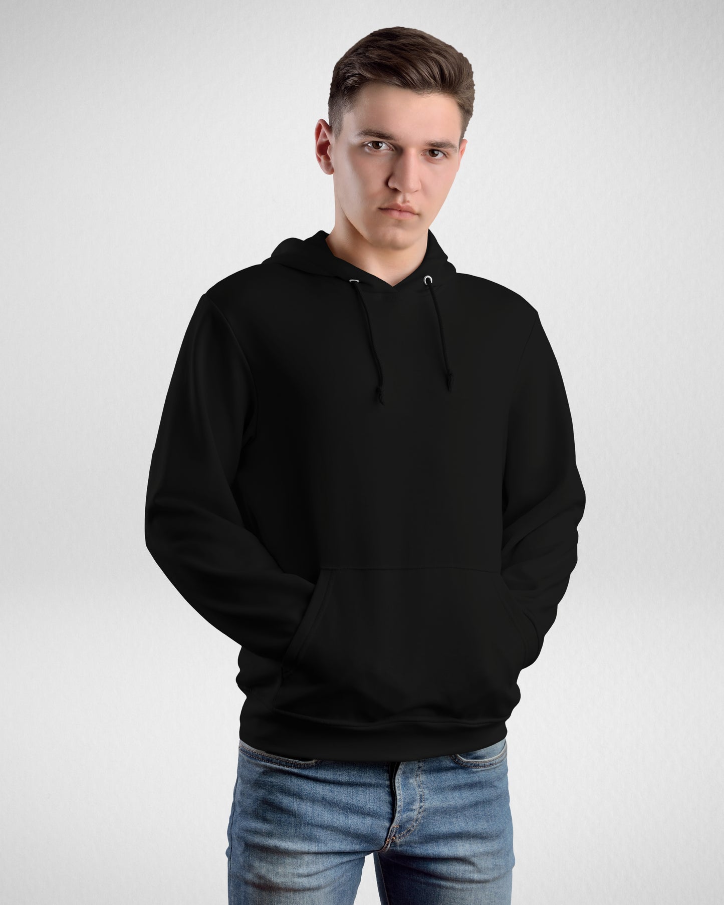 TMG Black Solid Hoodie – 100% Cotton, Regular Fit for Men