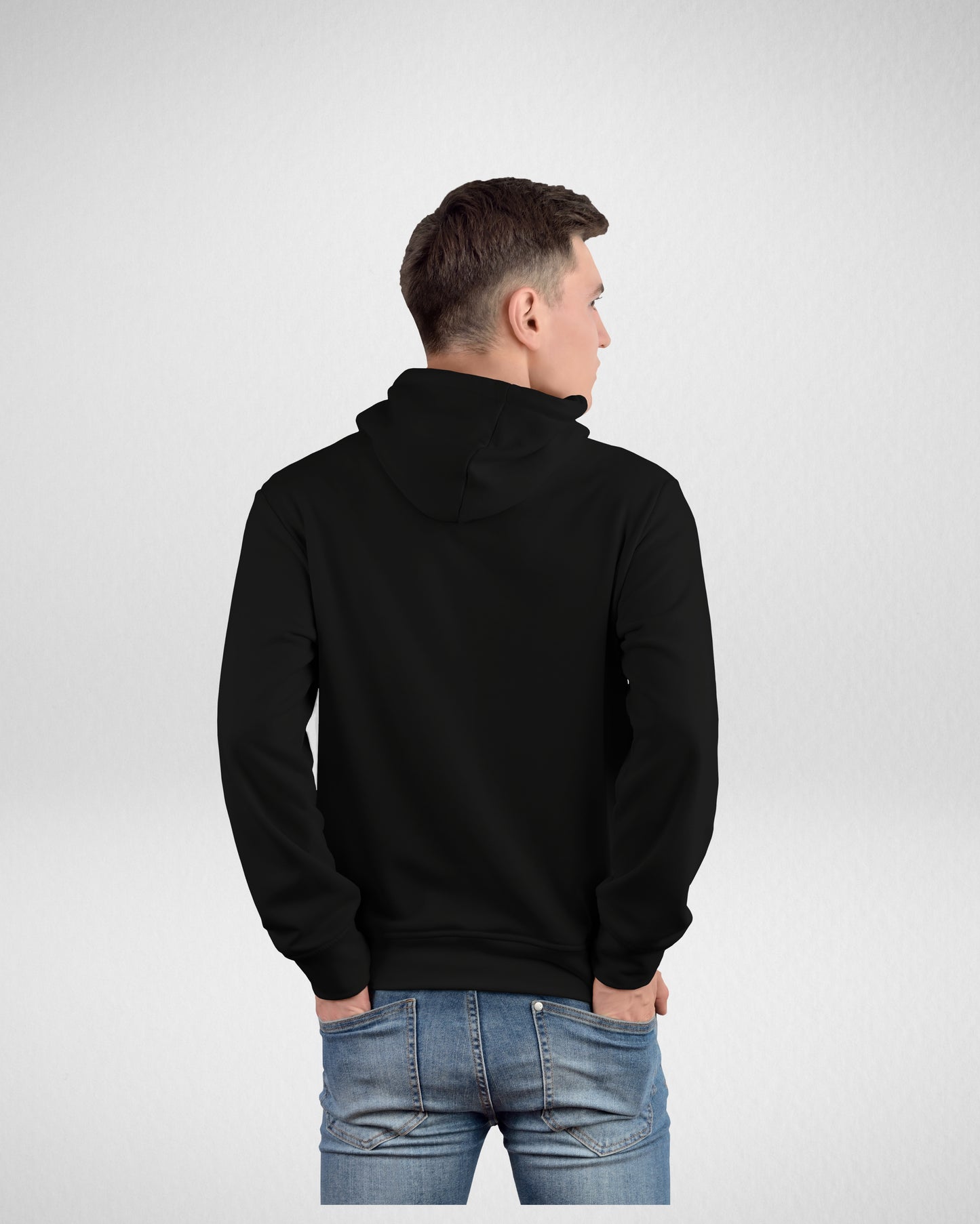 TMG Black Solid Hoodie – 100% Cotton, Regular Fit for Men