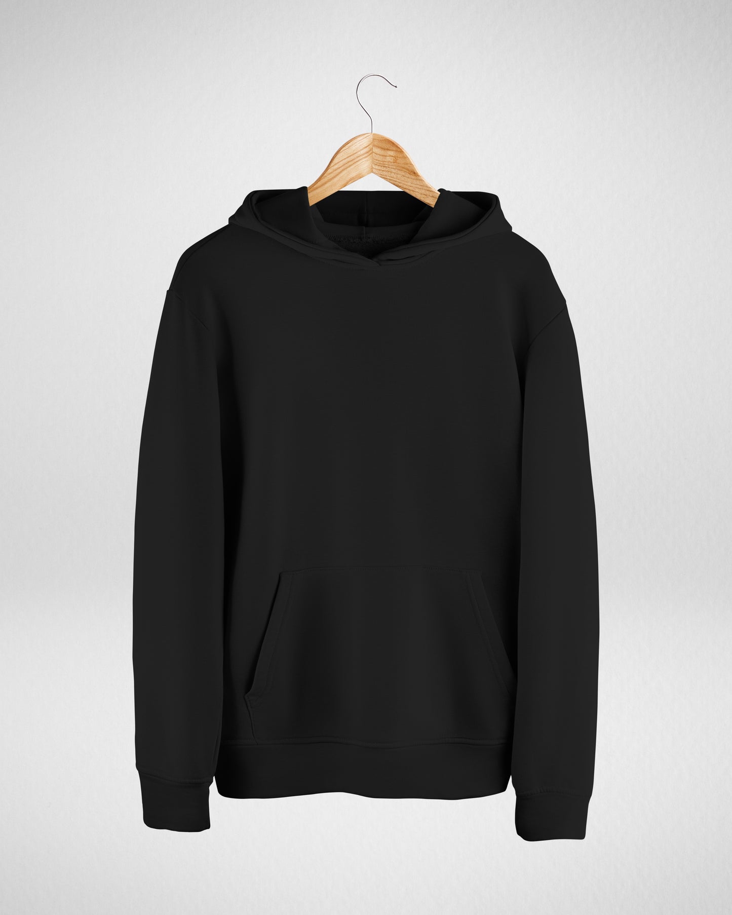 TMG Black Solid Hoodie – 100% Cotton, Regular Fit for Men