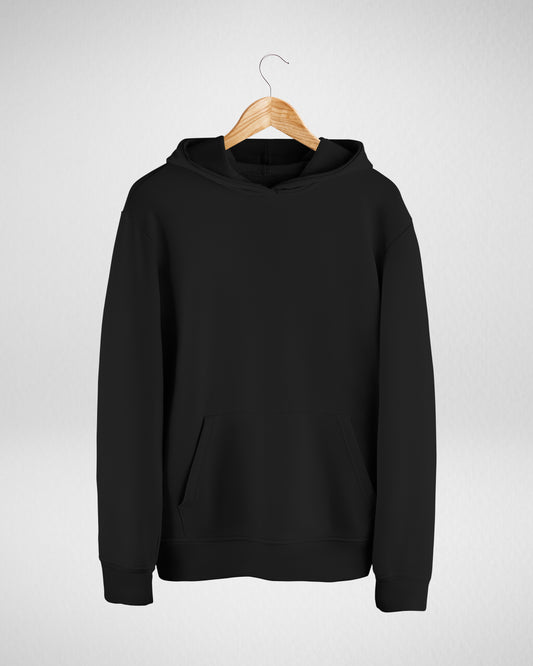 TMG Black Solid Hoodie – 100% Cotton, Regular Fit for Men