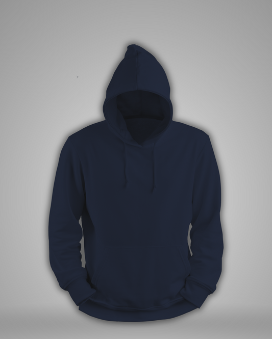 TMG Navy Blue Solid Hoodie – 100% Cotton, Regular Fit for Men