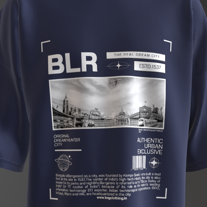 BLR The Real Dream City Navy Blue Oversized T-Shirt