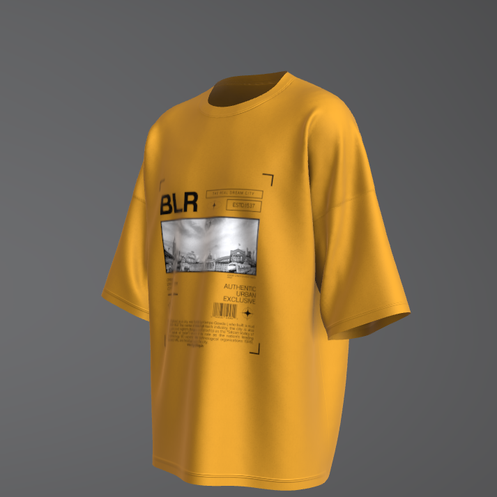 BLR The Real Dream City Oversized Mustard Yellow T-Shirt