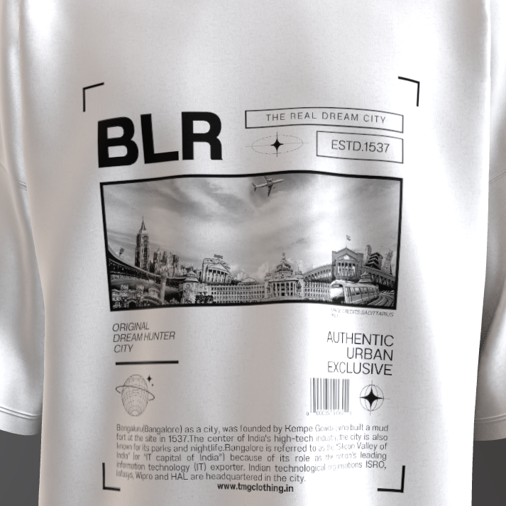 Bangalore The Real Dream City White Oversized T-Shirt