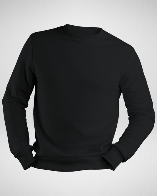 TMG Black Solid Sweatshirt – Premium 100% Cotton, Regular Fit