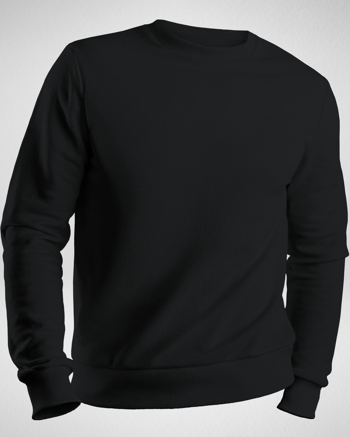 TMG Black Solid Sweatshirt – Premium 100% Cotton, Regular Fit