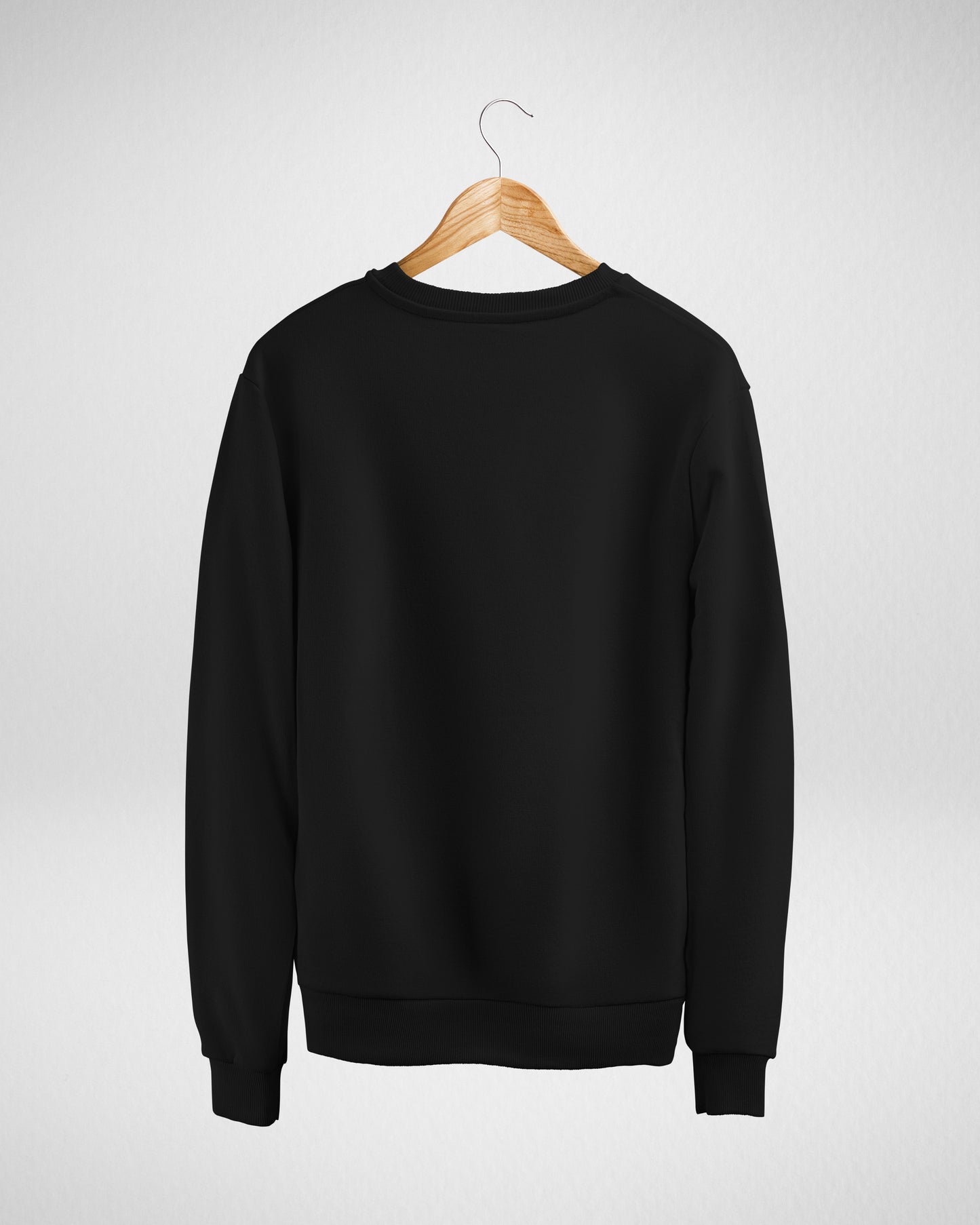 TMG Black Solid Sweatshirt – Premium 100% Cotton, Regular Fit