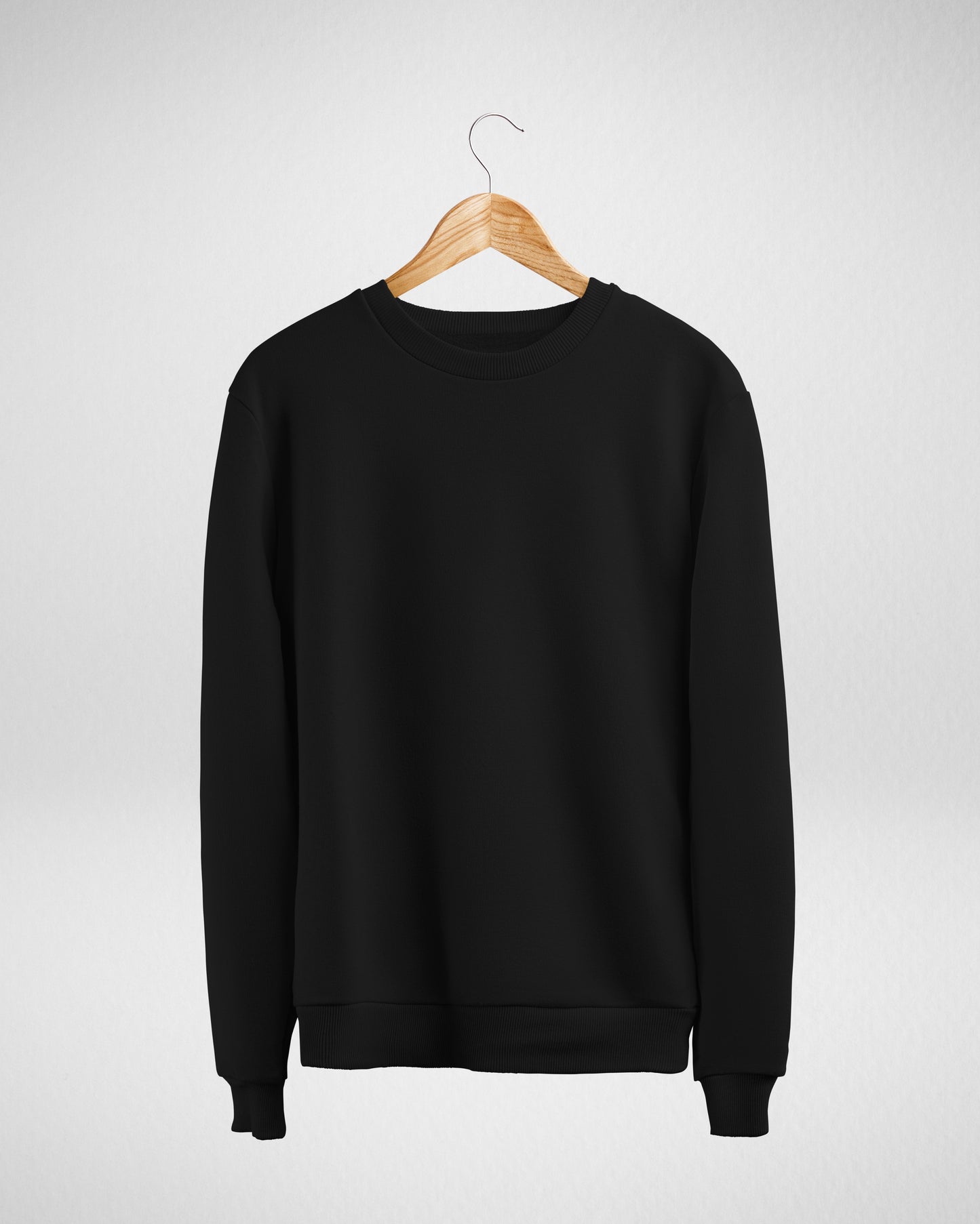 TMG Black Solid Sweatshirt – Premium 100% Cotton, Regular Fit