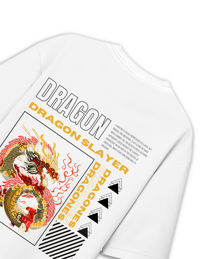 Dragon Slayer White Oversized T-Shirt