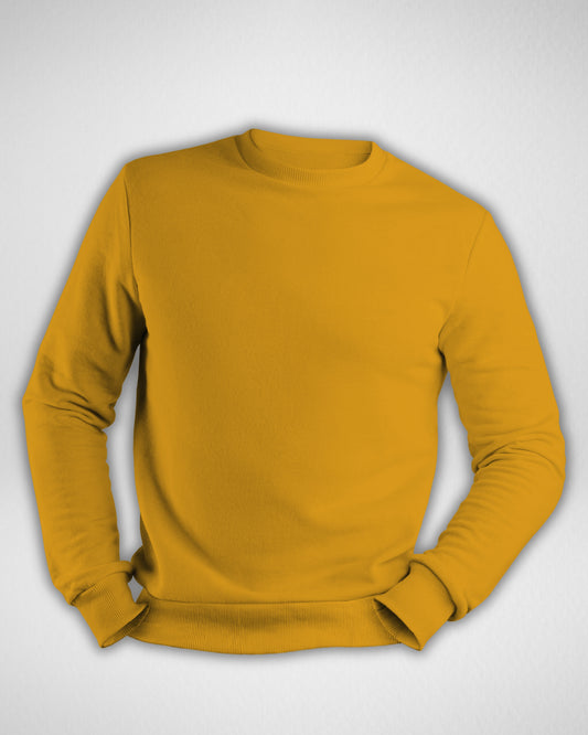 TMG Mustard Yellow Solid Sweatshirt – Premium 100% Cotton, Regular Fit