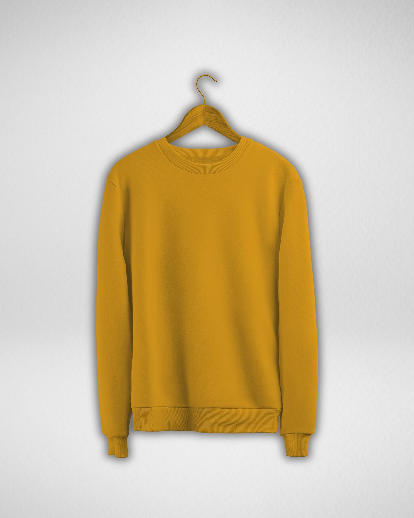 TMG Mustard Yellow Solid Sweatshirt – Premium 100% Cotton, Regular Fit