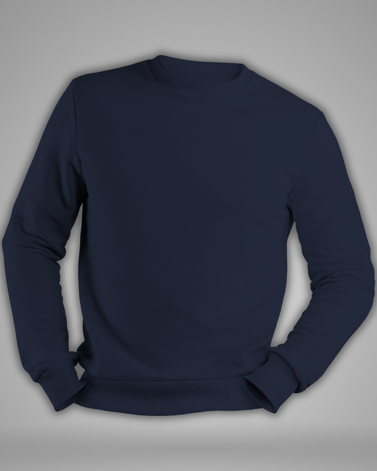 TMG Navy Blue Solid Sweatshirt – Premium 100% Cotton, Regular Fit