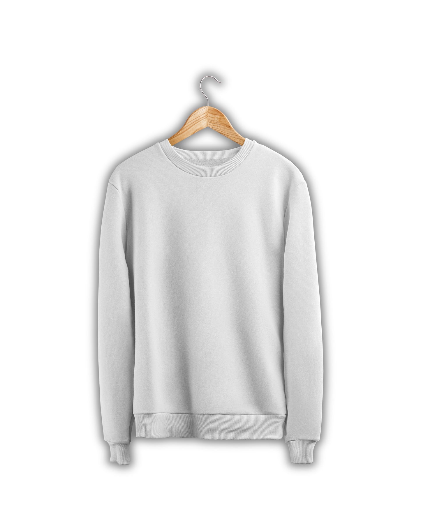 TMG White Solid Sweatshirt – Premium 100% Cotton, Regular Fit