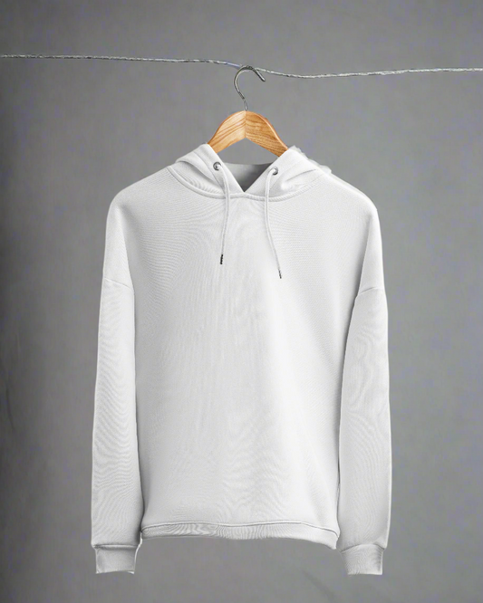 TMG White Solid Hoodie – Premium 100% Cotton, Regular Fit