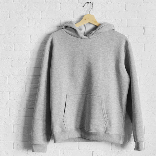 TMG Grey Melange Solid Hoodie – 100% Cotton, Regular Fit for Men