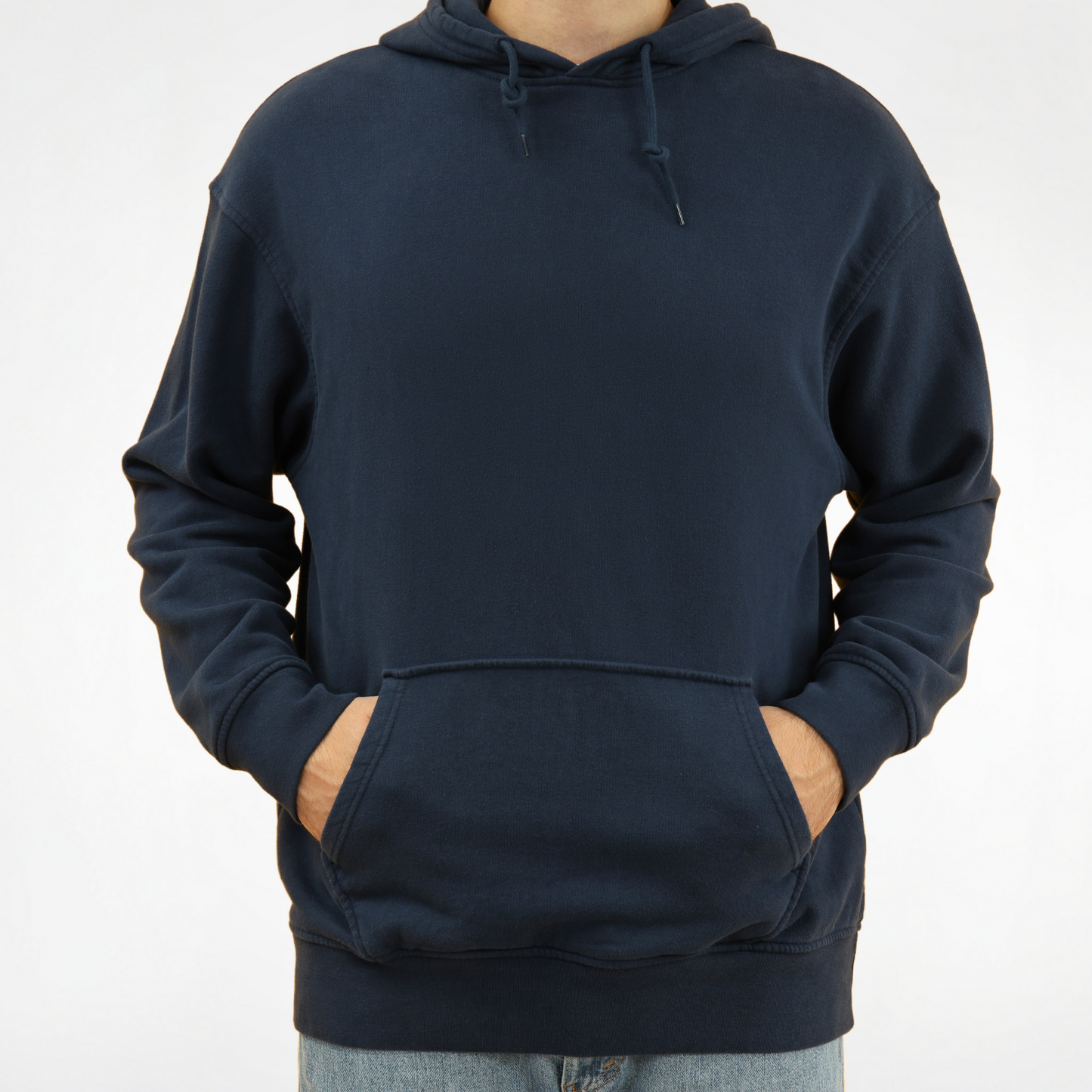 TMG Navy Blue Solid Hoodie – 100% Cotton, Regular Fit for Men