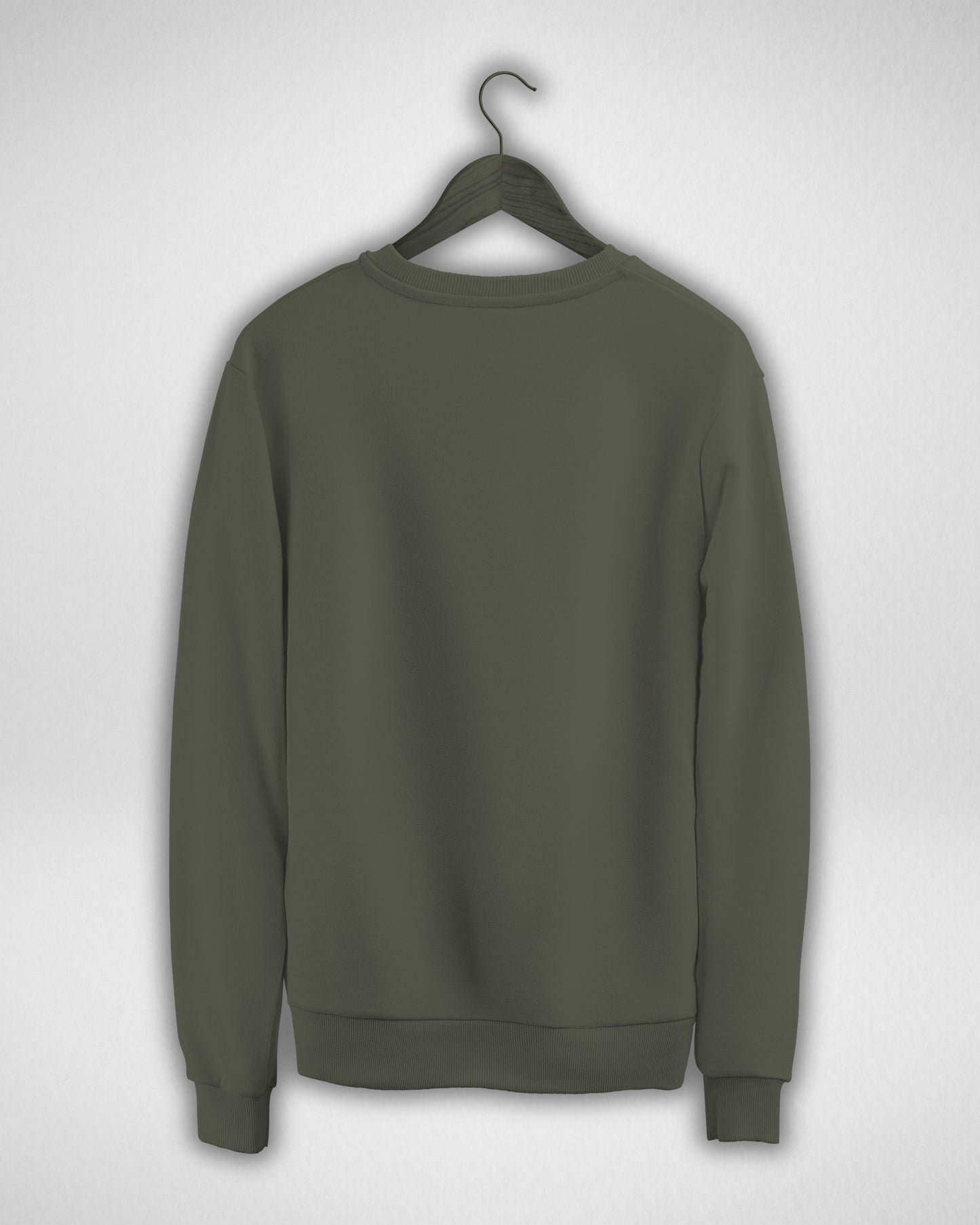 TMG Olive Green Solid Sweatshirt – Premium 100% Cotton, Regular Fit