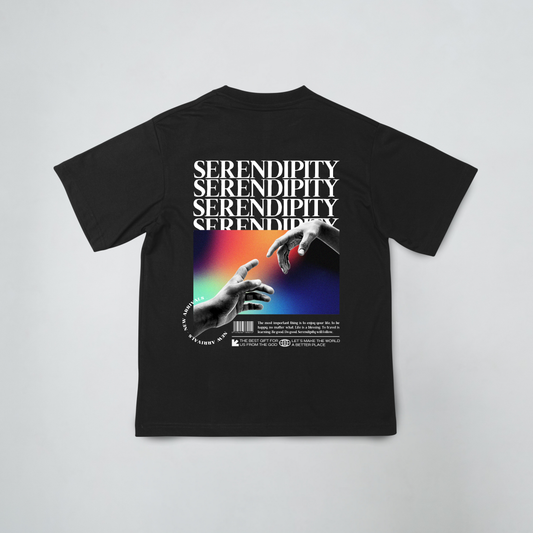 SERENDIPITY Black T-Shirt Oversized T-Shirt