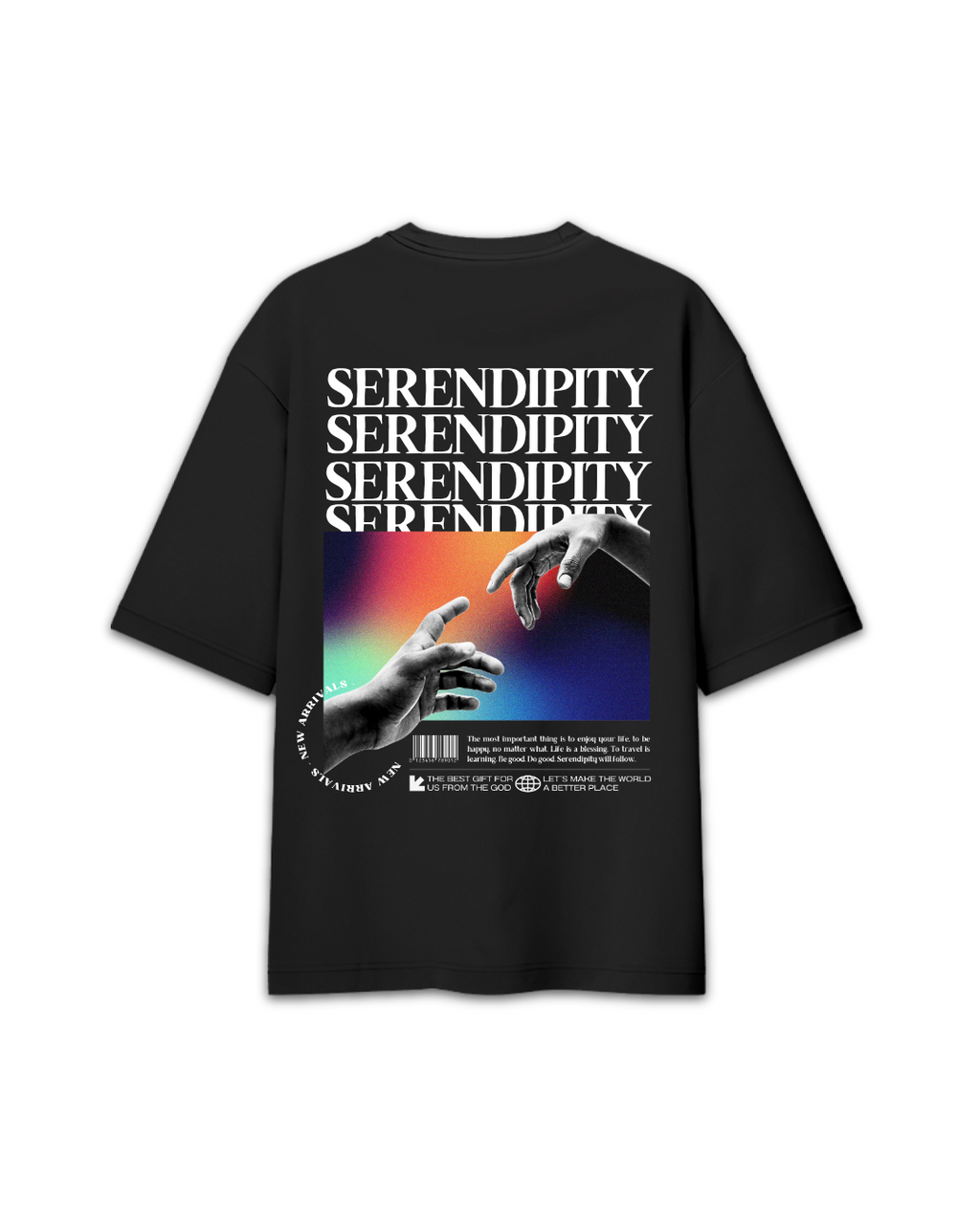 SERENDIPITY Black T-Shirt Oversized T-Shirt