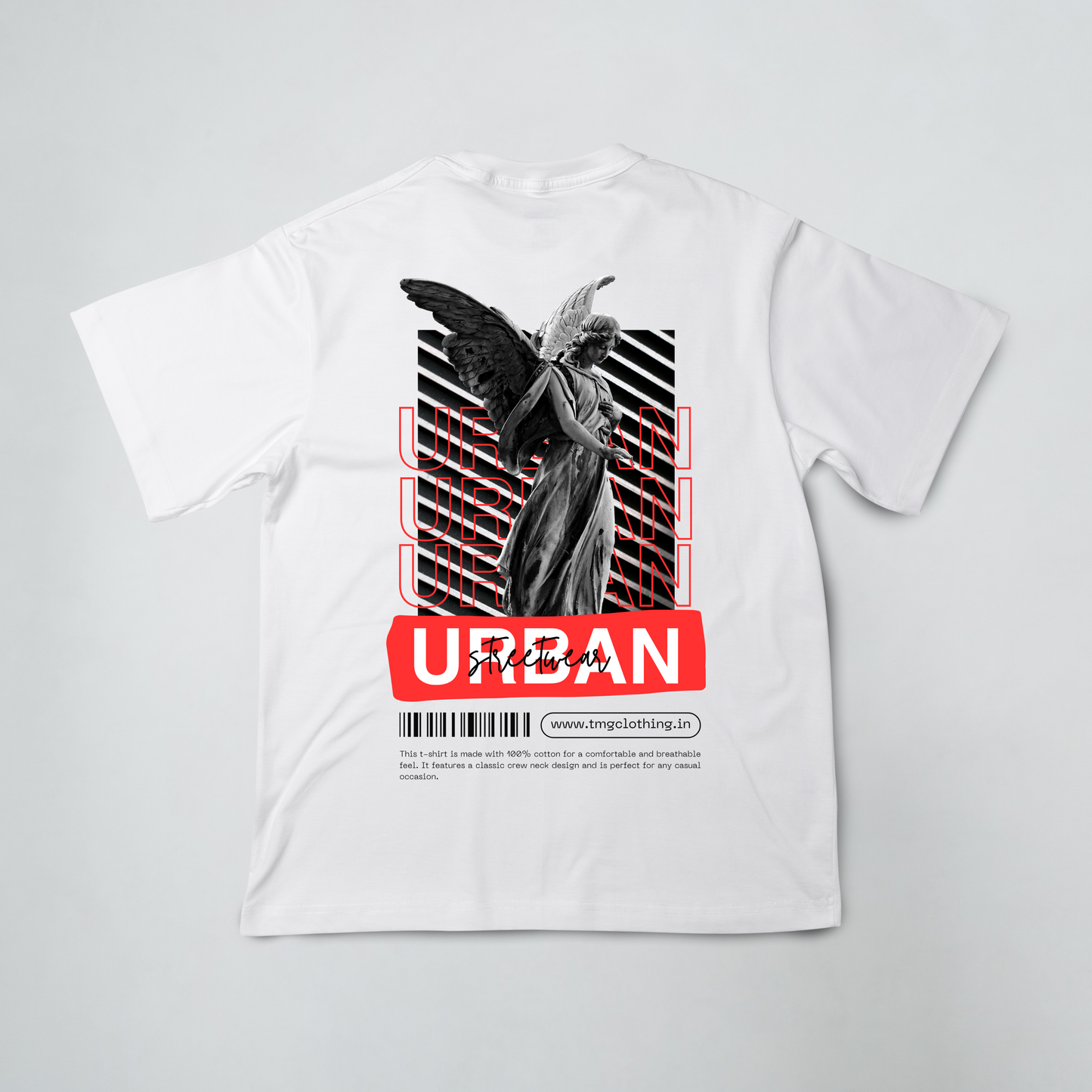 White Urban Streetwear Statue  Oversized T -Shirt